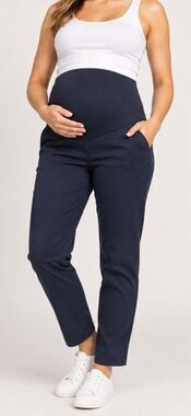 Old Navy Maternity Pixie Pants Navy Blue Full Panel Size 6 Slim Straight Leg